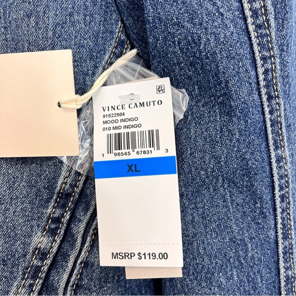 Vince Camuto Classic Trucker Denim Jacket Mood Indigo Size XL - Picture 5 of 7